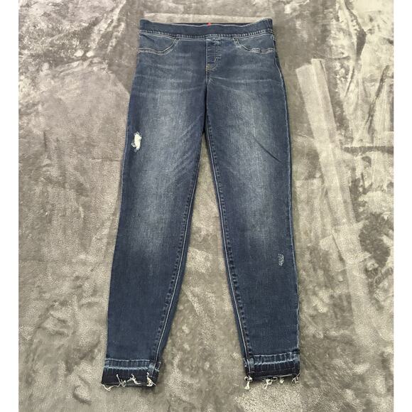 SPANX Jeans Women’s Medium Blue Ankle Skinny Pull On Jegging Stretch Denim Pants - Picture 1 of 12